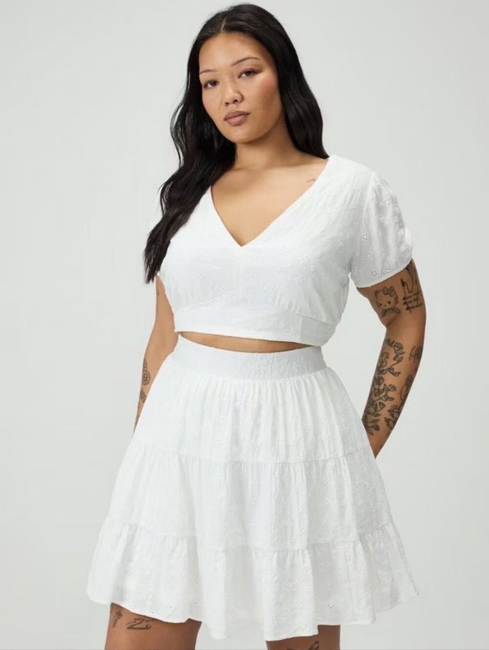 White Eyelet Circle Skirt - Breezy Women's Skater Skirt